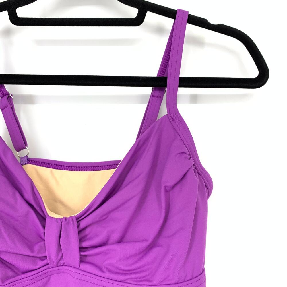 Lands' End Women's Size 6 Adjustable Straps Peplum Hem Tankini Swim Top Purple - Picture 3 of 6